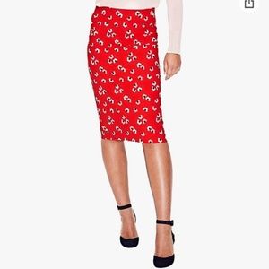 Boden Richmond Pencil Skirt in Red Pop Daisy Cloud 2p 2 petite
